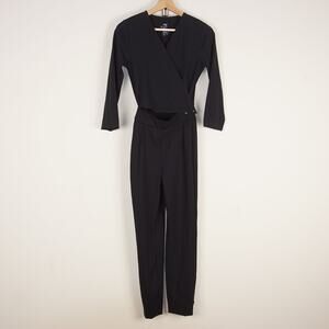 Aday Destination Black Slim Leg Wrap / Tie Front Jump Suit Womens Sz XS